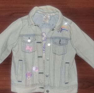 Disney Light Blue Kids Jean Jacket with Colorful Patches